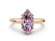 Solitaire Engagement Ring Setting for Fancy Pink Marquise Center with Reverse Tapered Band and Prong Head in Rose Gold