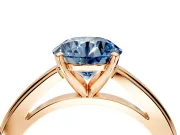 Solitaire Engagement Ring Setting for Fancy Blue Round Cut Center with Flat-Sided Plain Band and Prong Head in Rose Gold