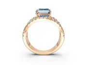 Solitaire Engagement Ring Setting for Fancy Blue Asscher Cut Center with Wide-Open Split Shank and Prong Head in Rose Gold