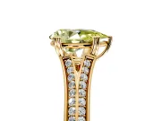 Solitaire Engagement Ring Setting for Fancy Yellow Pear-Shaped Center with Pave Rail Split Shank and Prong Head in Yellow Gold