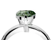 Solitaire Engagement Ring Setting for Fancy Green Heart-Shaped Center with Wire Band and Prong Head in Platinum