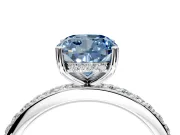 Solitaire Engagement Ring Setting for Fancy Blue Cushion Cut Center with Fine Pave Band and Prong Head in Sterling Silver
