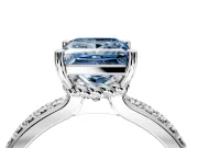 Solitaire Engagement Ring Setting for Fancy Blue Princess Cut Center with Raised Channel Band and Prong Head in Platinum