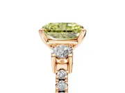 3 Stone Engagement Ring Setting for Fancy Yellow Radiant Cut Center with Round Cut Side Accents and Prong Head in Rose Gold