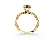 Solitaire Engagement Ring Setting for Fancy Green Oval Center with Marquise Panel Band and Prong Head in Yellow Gold
