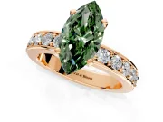 Solitaire Engagement Ring Setting for Fancy Green Marquise Center with Channel-Set Accents and Prong Head in Rose Gold