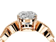 Leaf Engagement Ring Setting for Cushion Cut Center with Milgrain Accent Band and Prong Head in Rose Gold