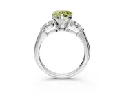 3 Stone Engagement Ring Setting for Fancy Yellow Heart-Shaped Center with Large Pear-Shaped Accents and Prong Head in White Gold