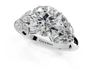 Leaf Cluster Engagement Ring Setting for Round Cut Center with Marquise Accents and Prong Head in Platinum