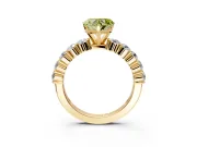 Shared-Prong Engagement Ring Setting for Fancy Yellow Heart-Shaped Center with Graduated Accents and Prong Head in Yellow Gold
