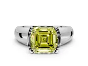 Tension Engagement Ring Setting for Fancy Yellow Asscher Cut Center with Wide Flat Band and Tension Head in Sterling Silver