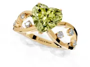 Solitaire Engagement Ring Setting for Fancy Yellow Heart-Shaped Center with Criss-Cross Accent Band and Prong Head in Yellow Gold