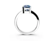 Solitaire Engagement Ring Setting for Fancy Blue Radiant Cut Center with Plain Band and Flat Tab Prong Head in Platinum