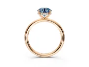 Hidden Halo Engagement Ring Setting for Fancy Blue Round Cut Center with Thin Rounded Band and Prong Head in Rose Gold