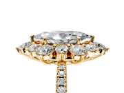 Floral Halo Engagement Ring Setting for Marquise Center with Pave Accents and Prong Head in Yellow Gold