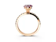 Open Basket Engagement Ring Setting for Fancy Pink Heart-Shaped Center with Pave Band and Prong Head in Rose Gold
