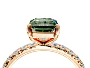 Solitaire Engagement Ring Setting for Fancy Green Radiant Cut Center with Shared-Prong Accents and Prong Head in Rose Gold