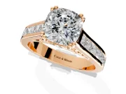 Solitaire Engagement Ring Setting for Cushion Cut Center with Channel Band and Double Claw Prong Head in Rose Gold