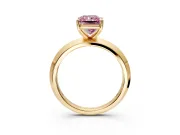 Solitaire Engagement Ring Setting for Fancy Pink Radiant Cut Center with Wide Knife Ridge Band and Prong Head in Yellow Gold