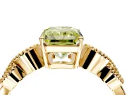 Leaf Engagement Ring Setting for Fancy Yellow Radiant Cut Center with Milgrain Accent Band and Prong Head in Yellow Gold