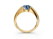 Tension Engagement Ring Setting for Fancy Blue Round Cut Center with Wide Tapered Band and Tension Head in Yellow Gold