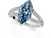 Solitaire Engagement Ring Setting for Fancy Blue Marquise Center with Pave Split Shank and Prong Head in Platinum