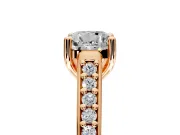 Solitaire Engagement Ring Setting for Cushion Cut Center with Pave Cathedral Band and Prong Head in Rose Gold