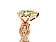 Solitaire Engagement Ring Setting for Fancy Yellow Pear-Shaped Center with Marquise Panel Band and Prong Head in Rose Gold