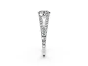 Solitaire Engagement Ring Setting for Round Cut Center with Pave Split Shank and Prong Head in Platinum