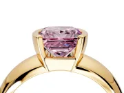 Tension Engagement Ring Setting for Fancy Pink Princess Cut Center with Wide Flat Band and Tension Head in Yellow Gold