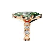 Solitaire Engagement Ring Setting for Fancy Green Marquise Center with Bezel-Dot Beaded Band and Prong Head in Rose Gold