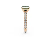 Solitaire Engagement Ring Setting for Fancy Green Asscher Cut Center with Large Accent Band and Prong Head in Rose Gold