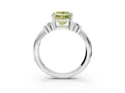 Solitaire Engagement Ring Setting for Fancy Yellow Princess Cut Center with Grooved Bar Accent Band and Prong Head in Sterling Silver