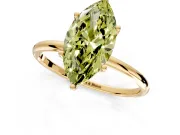 Solitaire Engagement Ring Setting for Fancy Yellow Marquise Center with Straight Thin Band and Prong Head in Yellow Gold