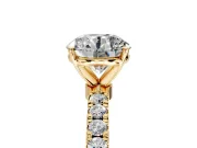 Open Basket Engagement Ring Setting for Round Cut Center with Pave Band and Prong Head in Yellow Gold
