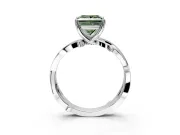 Solitaire Engagement Ring Setting for Fancy Green Princess Cut Center with Pave and Plain Crossover Band and Prong Head in Platinum