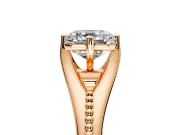 Solitaire Engagement Ring Setting for Asscher Cut Center with Milgrain Cathedral Band and Prong Head in Rose Gold