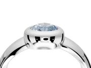 Solitaire Engagement Ring Setting for Fancy Blue Pear-Shaped Center with Wide Band and Bezel Head in Sterling Silver