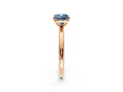 Low-Set Solitaire Engagement Ring Setting for Fancy Blue Cushion Cut Center with Thin Plain Band and Prong Head in Rose Gold