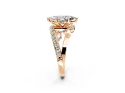 Solitaire Engagement Ring Setting for Marquise Center with Pave Bypass Twist Band and Prong Head in Rose Gold