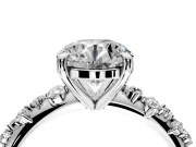 Solitaire Engagement Ring Setting for Round Cut Center with Trailing Leaf Accent Band and Prong Head in Platinum