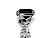 Solitaire Engagement Ring Setting for Fancy Black Radiant Cut Center with Narrow Twist Pave Band and Prong Head in White Gold