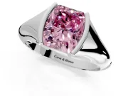 Tension Engagement Ring Setting for Fancy Pink Radiant Cut Center with Wide Tapered Band and Tension Head in Sterling Silver