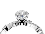 Solitaire Engagement Ring Setting for Pear-Shaped Center with Bar-Station Pave Twist and Prong Head in Platinum