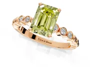 Solitaire Engagement Ring Setting for Fancy Yellow Emerald Cut Center with Bezel-Dot Beaded Band and Prong Head in Rose Gold