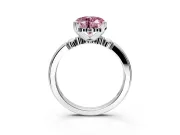 Solitaire Engagement Ring Setting for Fancy Pink Heart-Shaped Center with Beaded Shoulders and Prong Head in Sterling Silver