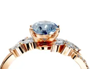 Solitaire Engagement Ring Setting for Fancy Blue Pear-Shaped Center with Marquise Accent Twist Band and Prong Head in Rose Gold