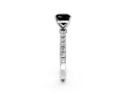 Open Basket Engagement Ring Setting for Fancy Black Cushion Cut Center with Pave Band and Prong Head in White Gold