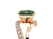 Solitaire Engagement Ring Setting for Fancy Green Radiant Cut Center with Pave Bypass Swirl Band and Prong Head in Rose Gold