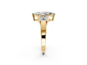 3 Stone Engagement Ring Setting for Marquise Center with Matching Side Accents and Prong Head in Yellow Gold